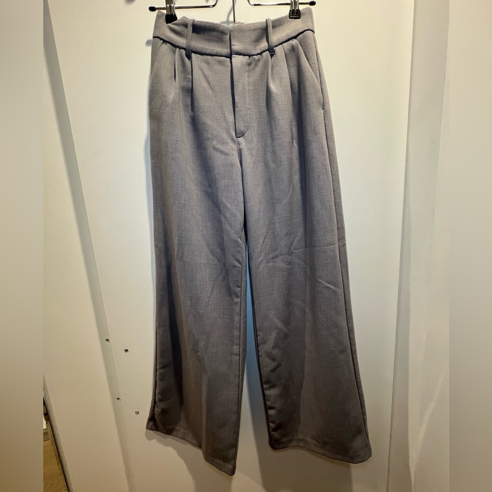 abercrombie wide leg grey trousers